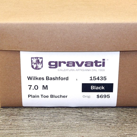 $695 Wilkes Bashford GRAVATI Blucher 7 M Black 15435 * add $15 new Cedar Trees o main image 4
